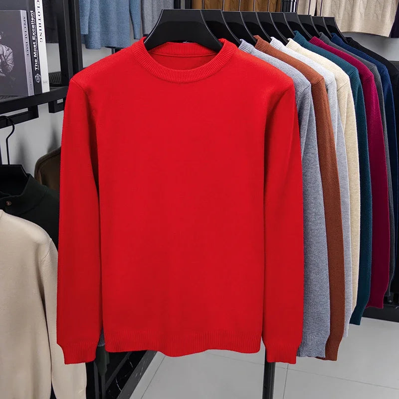 Men's Casual Knit Sweater Round Neck Diamond Pattern