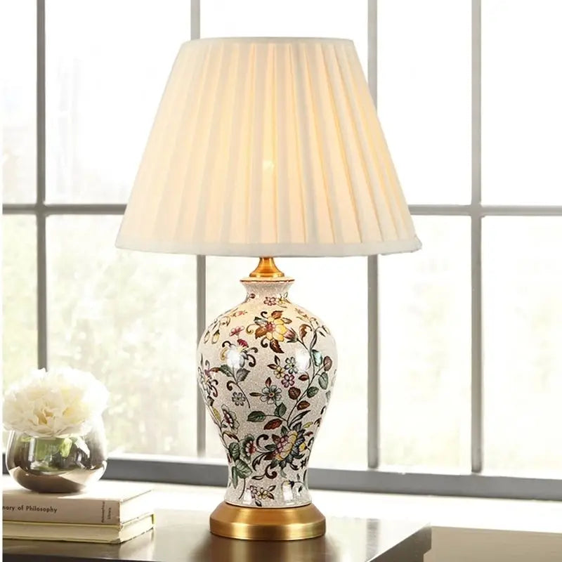 Floral Bird Ceramic Table Lamp Vase For Living Room Decor