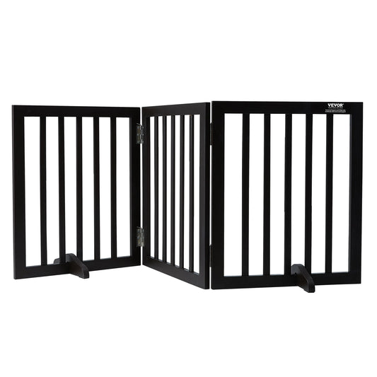 SucceBuy Free Standing Dog Gate 3-Panel Foldable Barrier