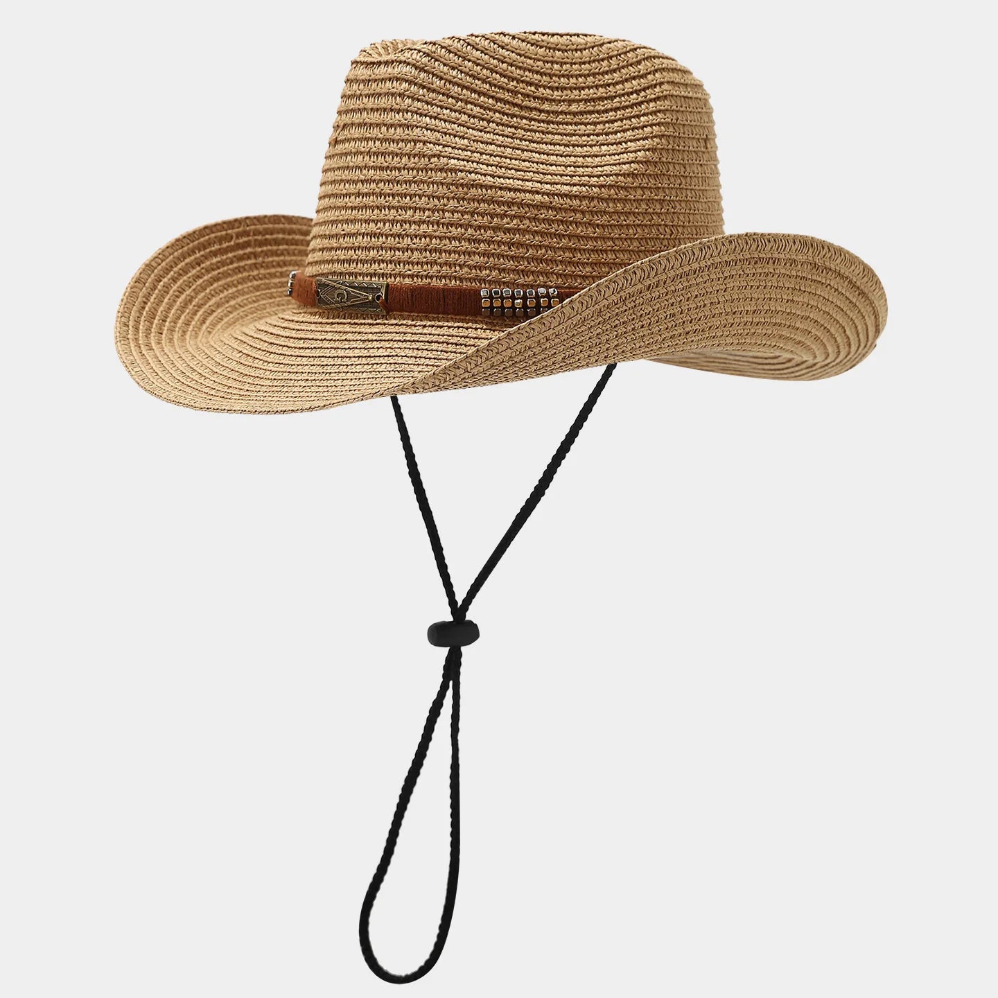 Outdoor Straw Cowboy Hat for Unisex Sun Protection Windproof Adjustable Strap