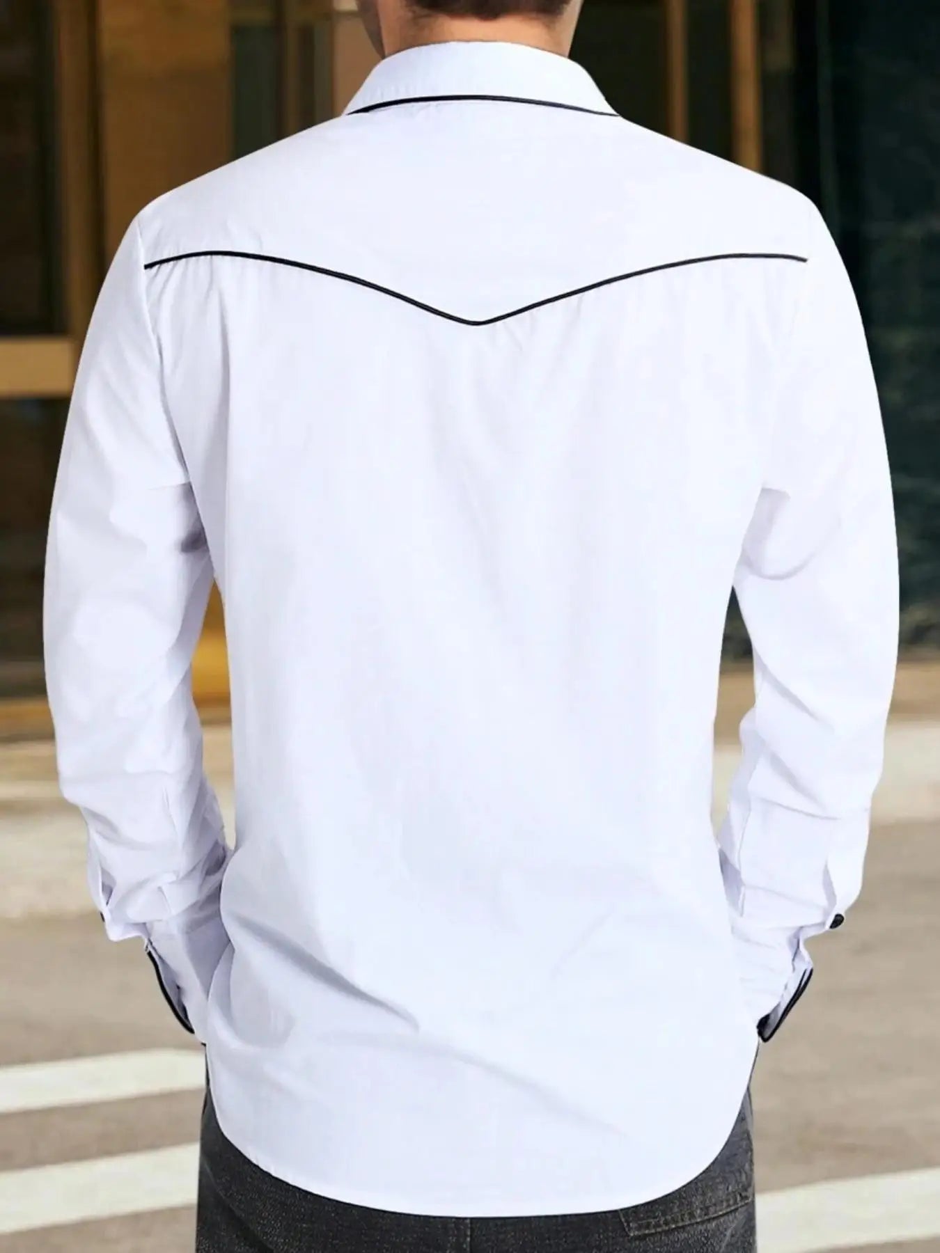 Men's Western Style Embroidered Long Sleeve Shirt For Casual Wear