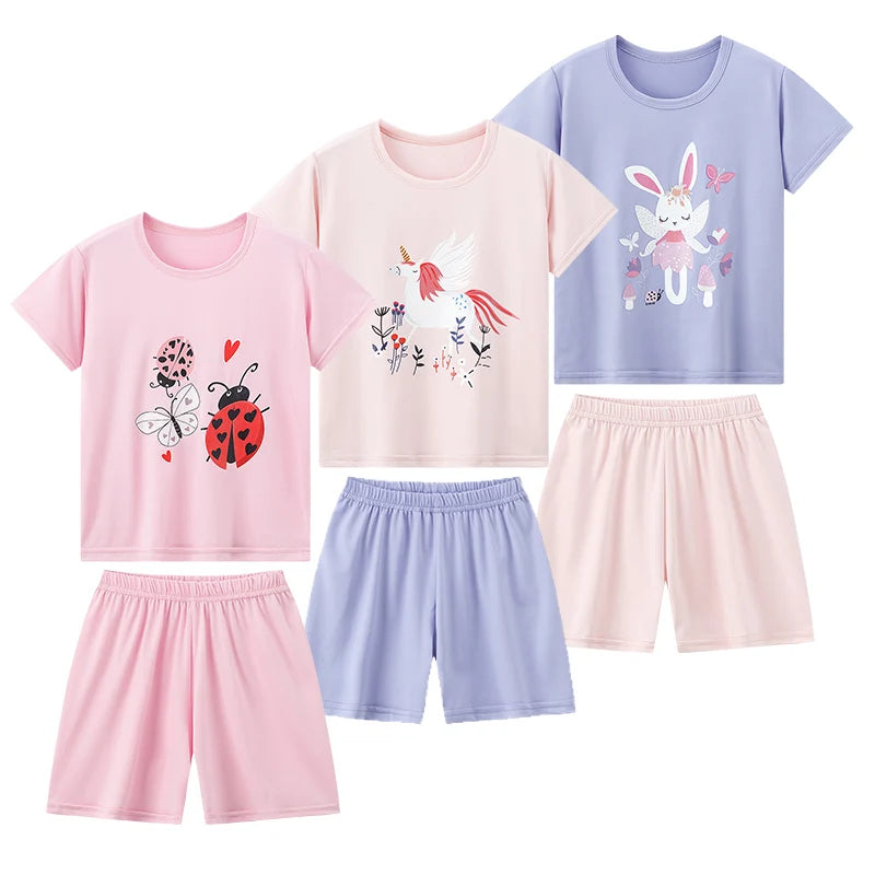 Unisex Kids Summer Shorts Set Two Piece Outfit For Home And Outdoors