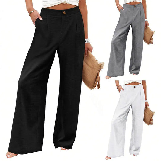 Others High Waist Wide Leg Pants For Women Summer Polyester