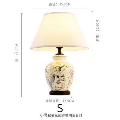 Orcinus Orca Ceramic Desk Lamp With Flower Bird Design
