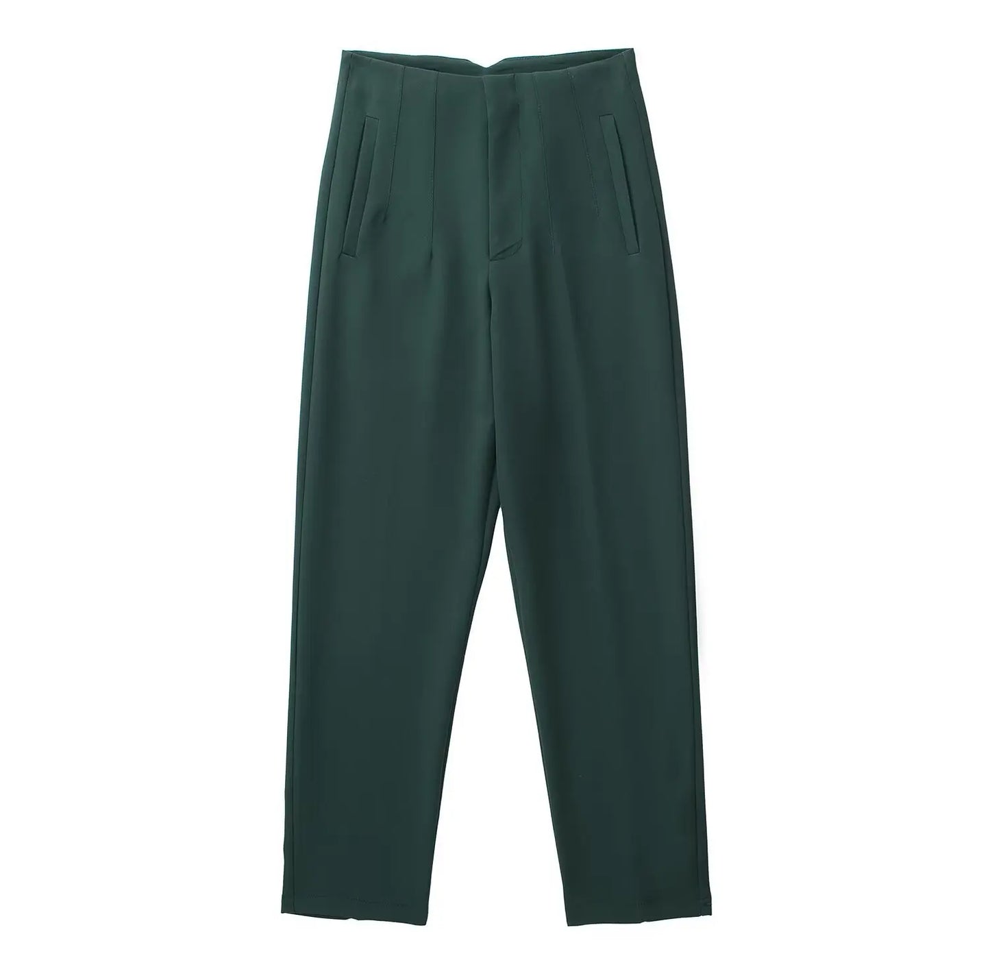 Others High Waist Casual Pants For Women Slim Fit Polyester