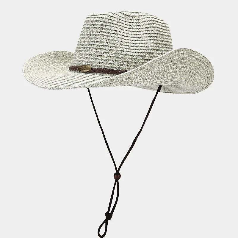 Unisex Wide Brim Sun Hat Adjustable Breathable Straw Cap