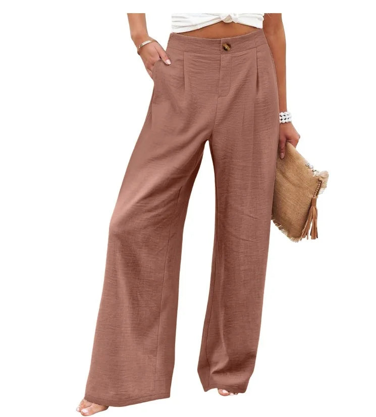 Cakulo Cotton Linen Pants Women Casual Lightweight Trousers With Pockets
