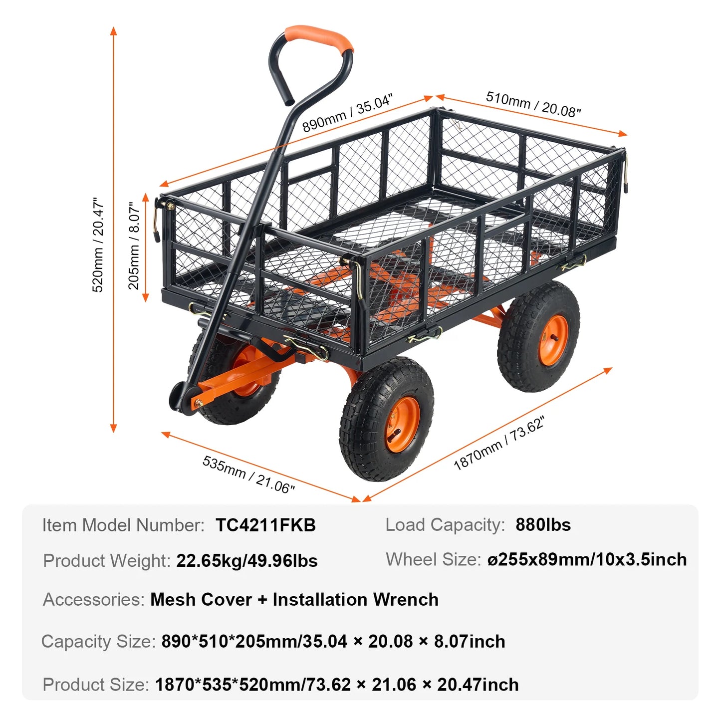 SucceBuy Garden Cart Sturdy Metal Utility Wagon 400 880 Capacity