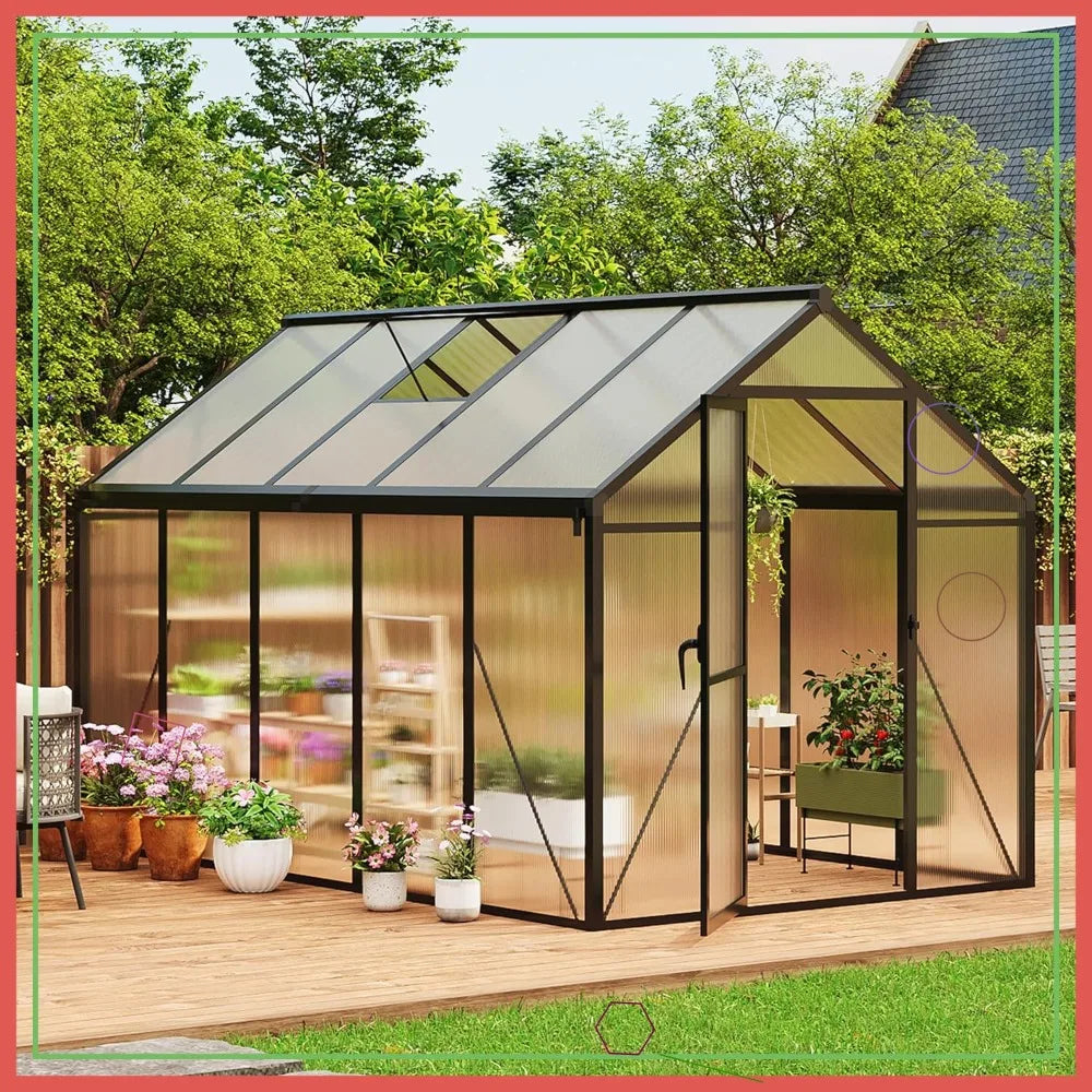 Polycarbonate Greenhouse With Aluminum Frame Quick Setup Roof Vent
