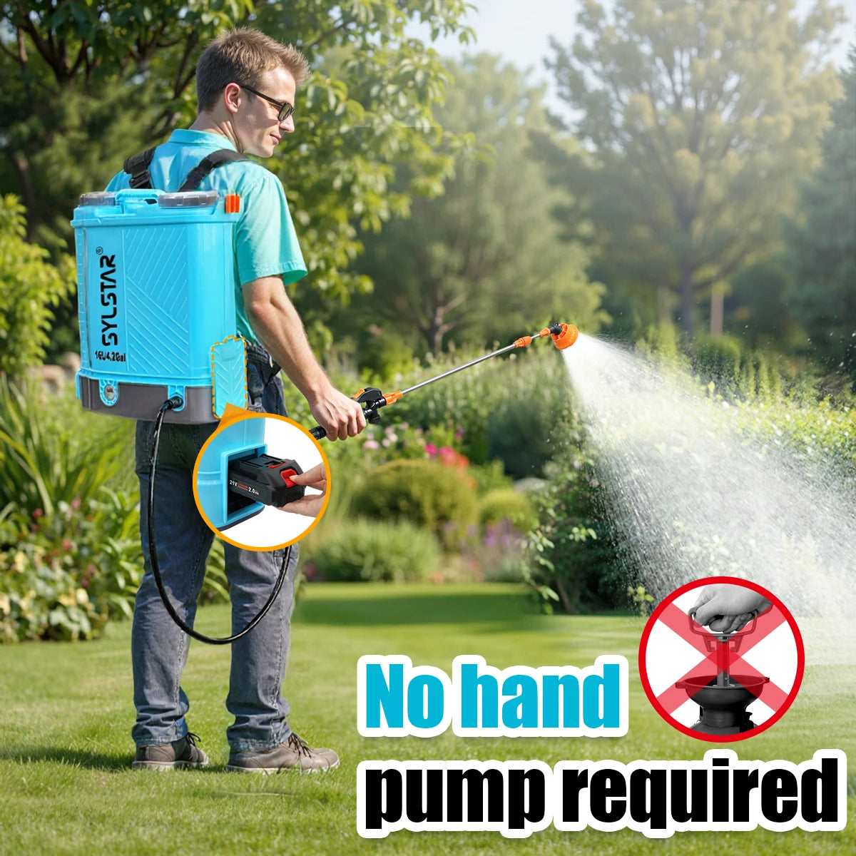 Battery Powered Backpack Sprayer 4 Gallon 100 PSI Electric Garden