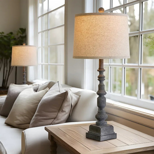 Customizable Vintage Farmhouse USB Table Lamps With Built In Ports