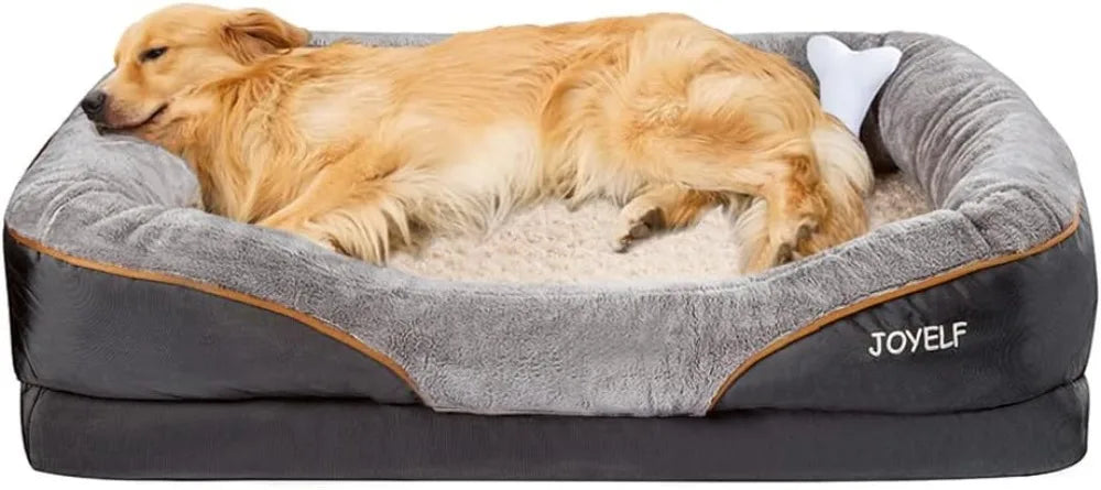 Orthopedic Memory Foam Dog Bed With Removable Cover Squeaker Toy