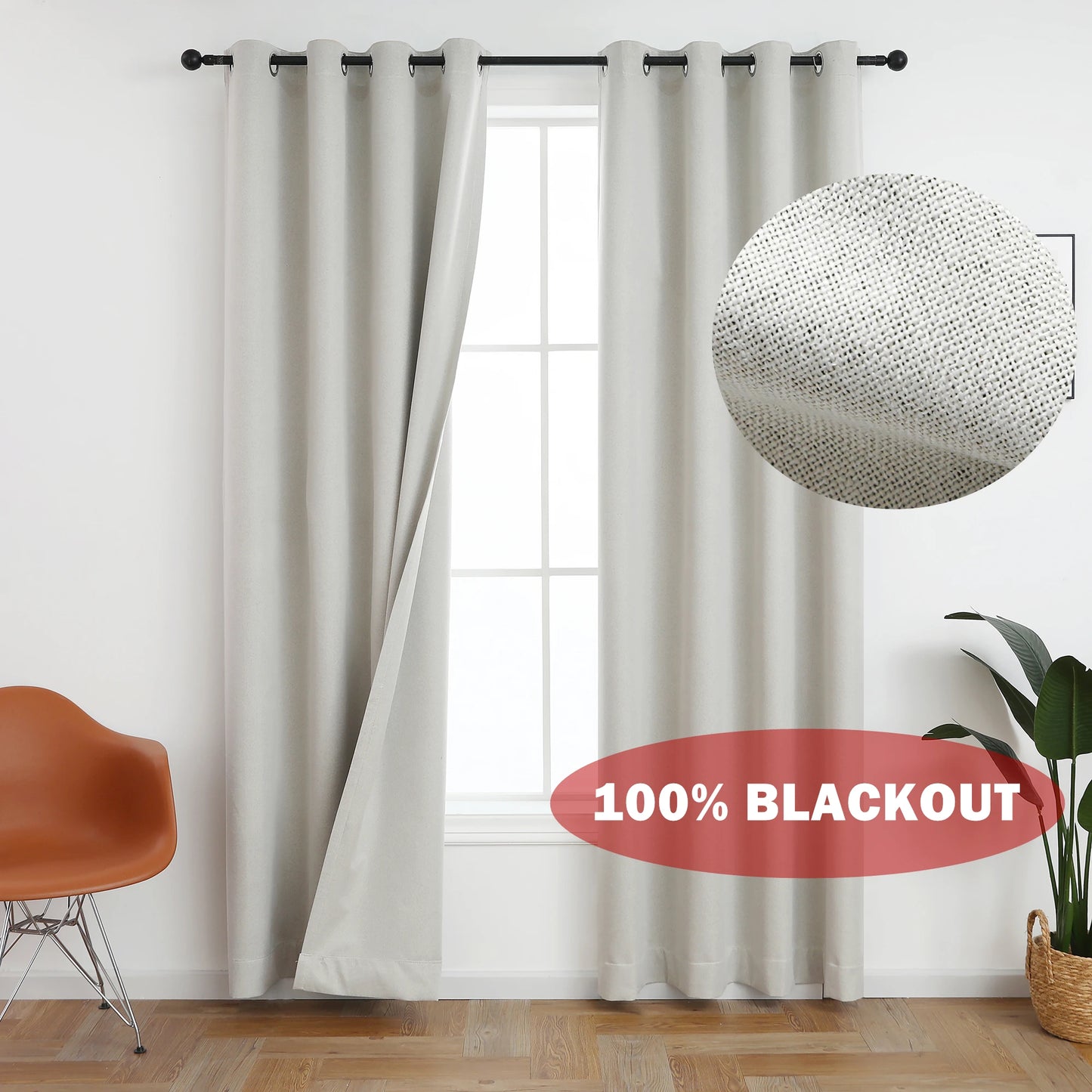 Custom Made Blackout Soundproof Faux Linen Curtains