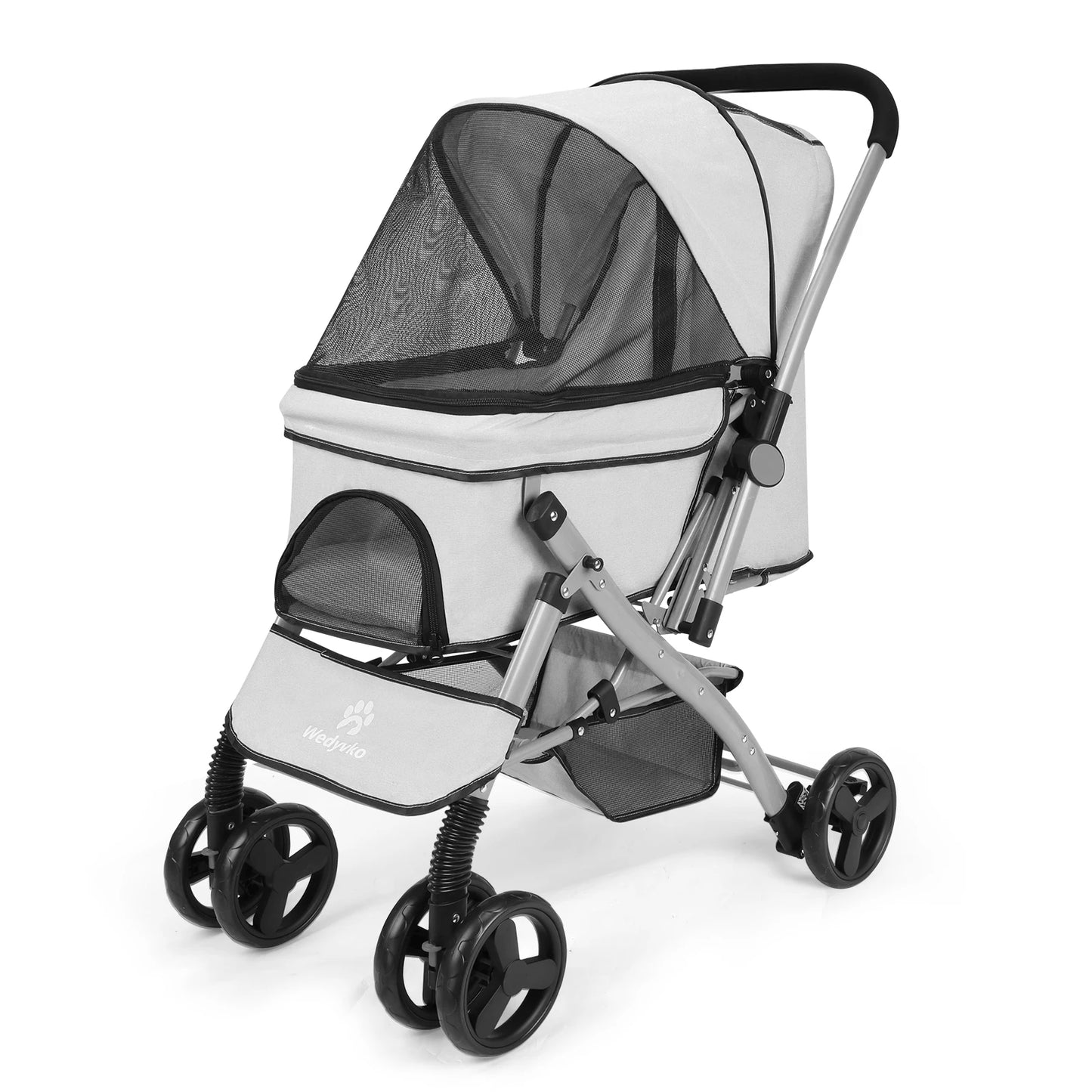 Wedyvko Foldable Cat Dog Stroller With Shock Absorption Travel Carrier