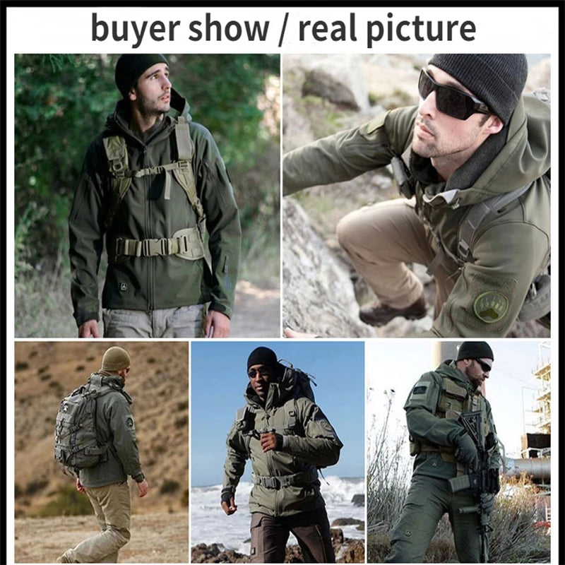 Mazerout Men Tactical Softshell Waterproof Fleece Jacket