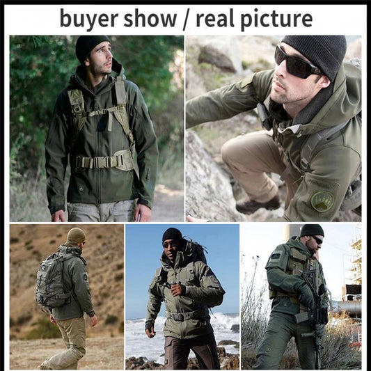 Mazerout Men Tactical Softshell Waterproof Fleece Jacket