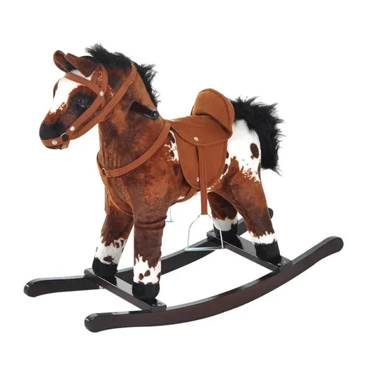 NONECN Rocking Horse Plush Ride On Toy For Toddlers