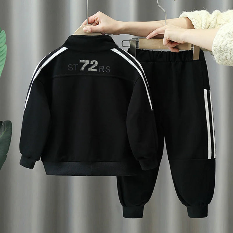 Kids Tracksuit Set Zipper Jacket And Pants Unisex Outfit