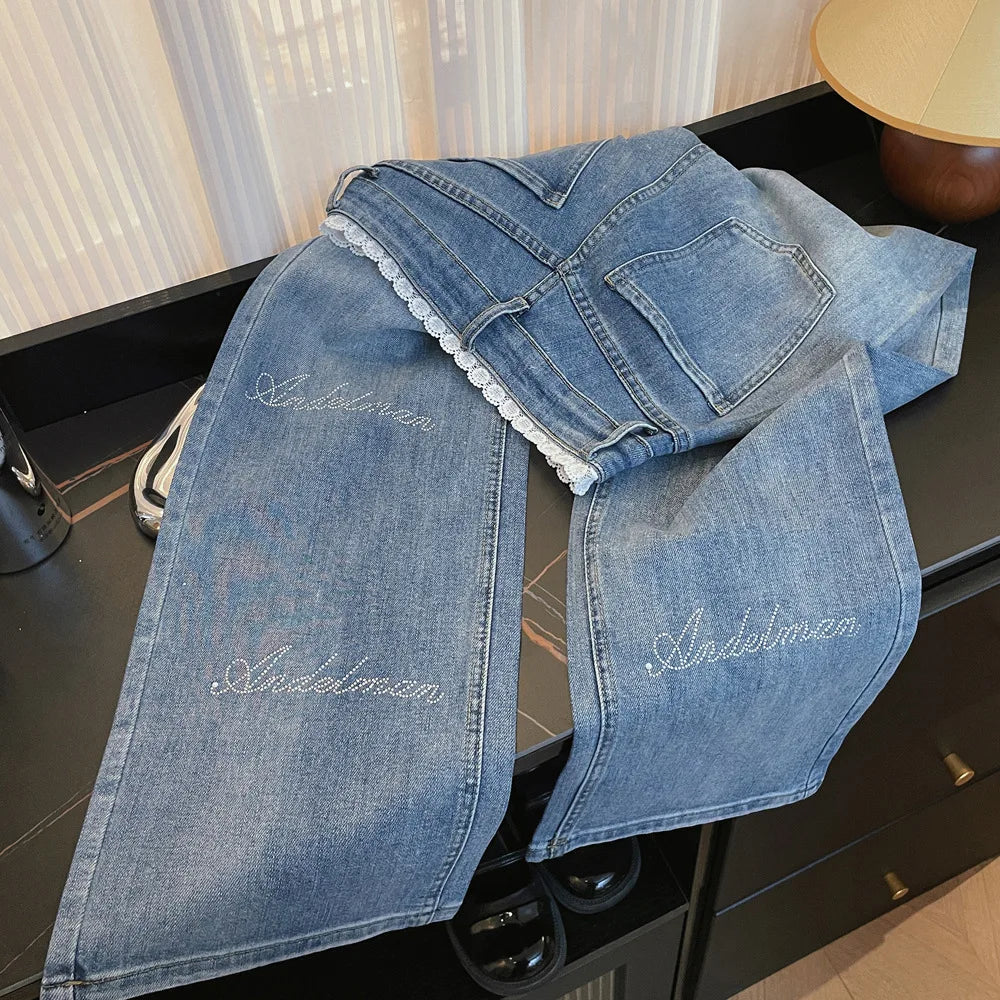 Nowsaa Women High Waist Straight Denim Jeans With Pockets