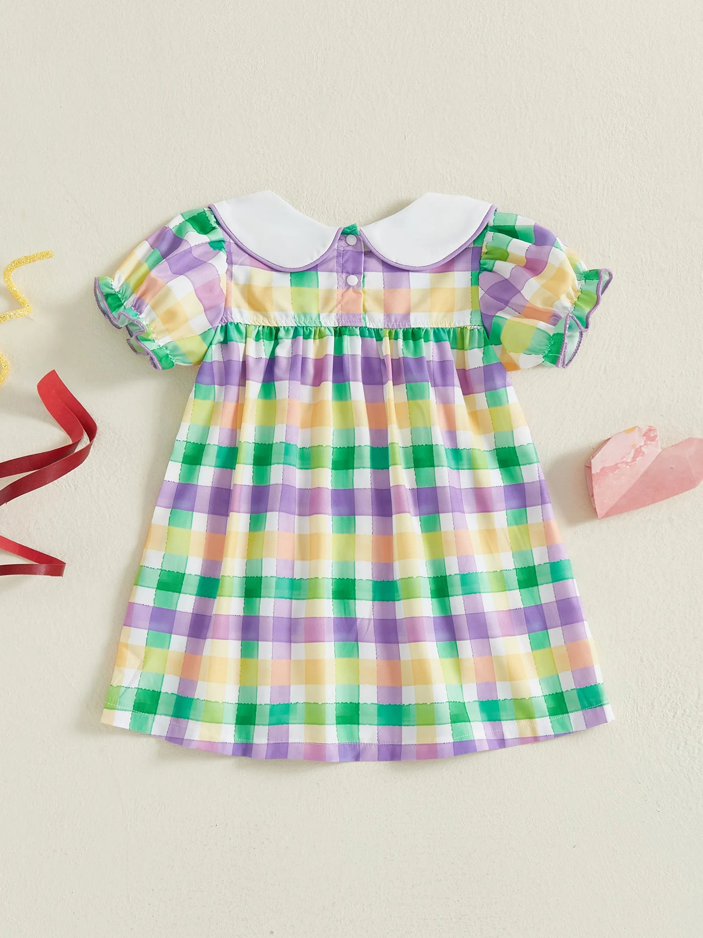 Plaid Print Doll Collar Dress For Toddler Girls Ruffled Aline