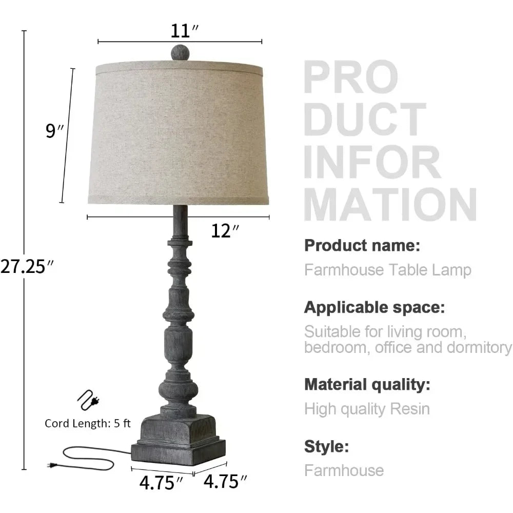 Customizable Vintage Farmhouse USB Table Lamps With Built In Ports