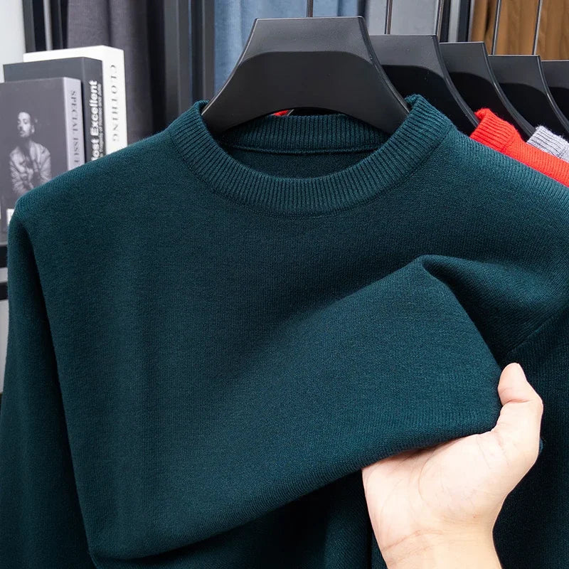 Men's Casual Knit Sweater Round Neck Diamond Pattern
