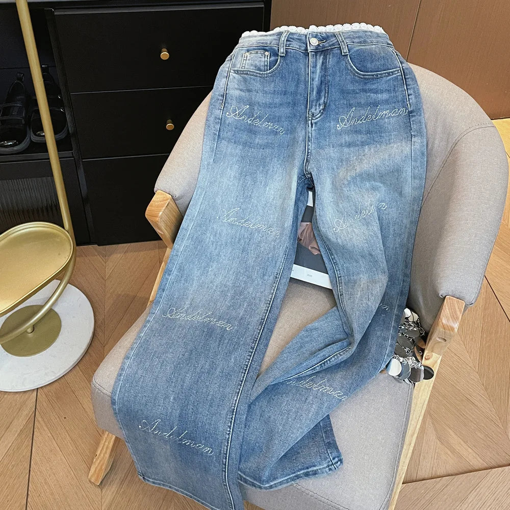 Nowsaa Women High Waist Straight Denim Jeans With Pockets