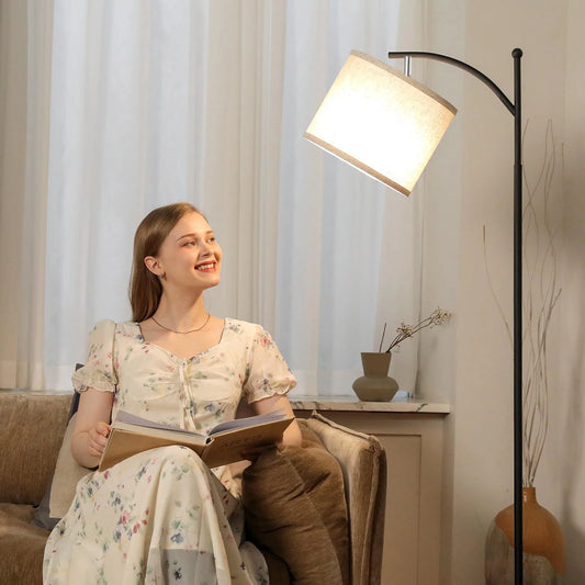 WADBTY LED Floor Lamp With Curved Shade For Living Rooms