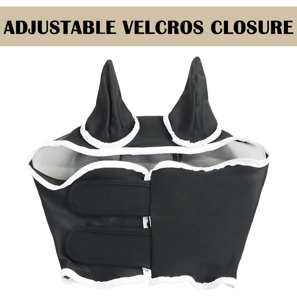 Anti Fly Stretchy Knitted Mesh Horse Ear Mask For Riding