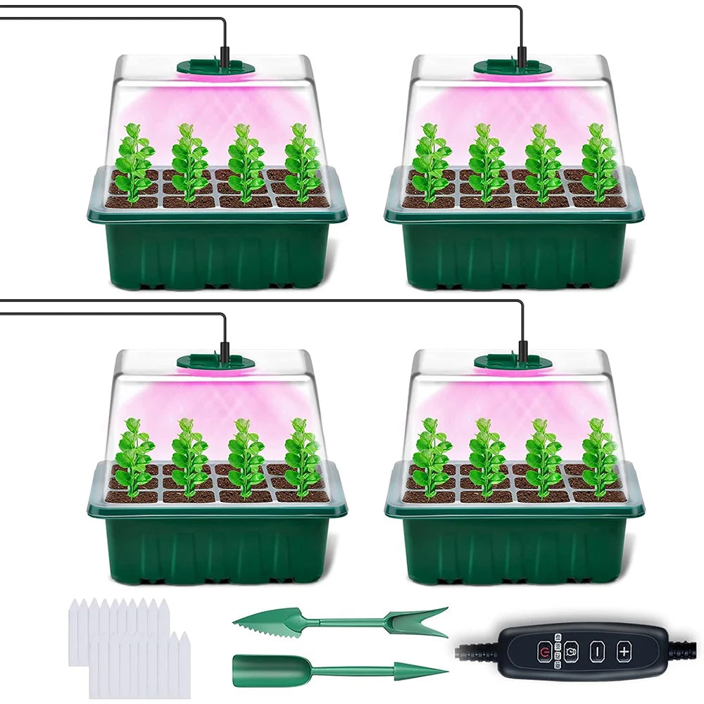 JGT Full Spectrum LED Grow Lights With Seedling Trays Humidity Dome