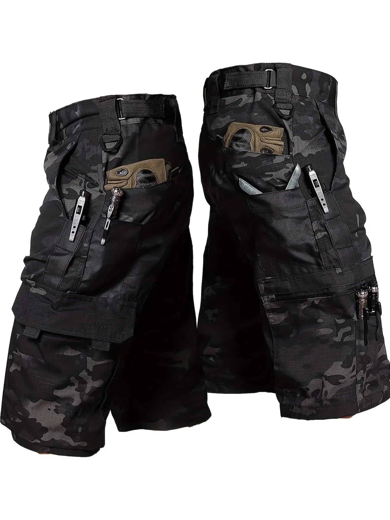 YKS JOOBCN Men's Multi-Pocket Outdoor Shorts Waterproof Wear-Resistant