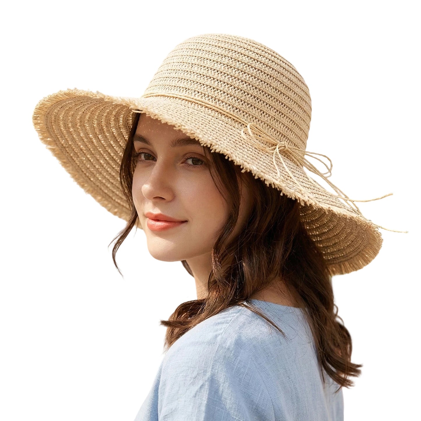Women’s Wide Brim Straw Sun Hat For Summer Beach Wear