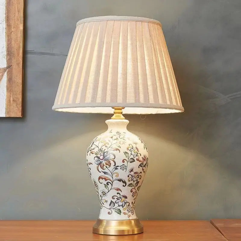 Floral Bird Ceramic Table Lamp Vase For Living Room Decor
