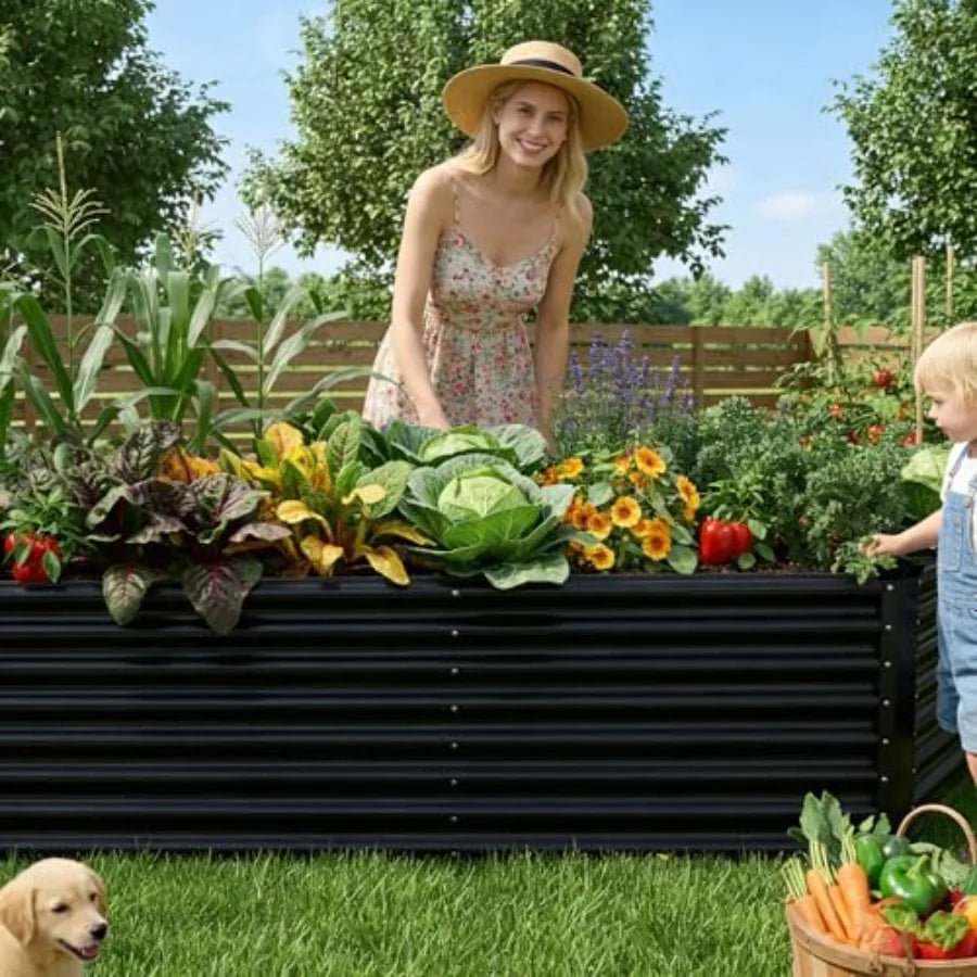 OLOEY Raised Garden Bed Kit Galvanized Planter Outdoor Metal Beds