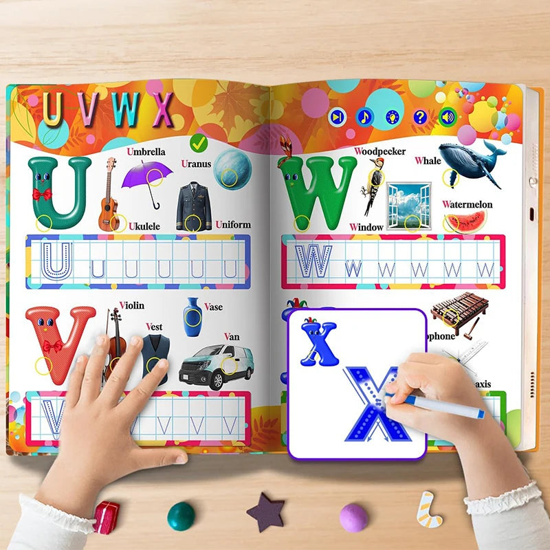 English Alphabet ABC Sound Book For Kids Learning Writing Numbers