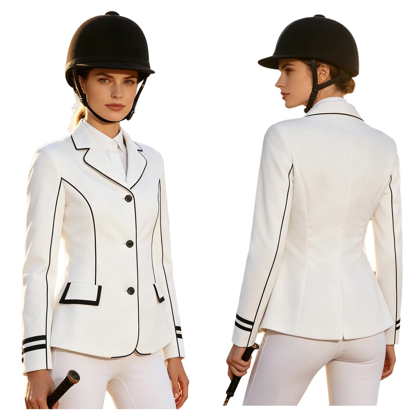 Women's Equestrian Riding Blazer With Lapel Collar Pockets