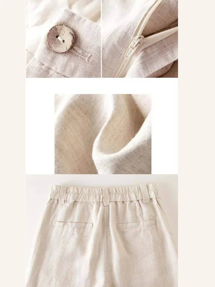 Shzxssfy Women's Summer Cotton Linen Wide Leg Pants