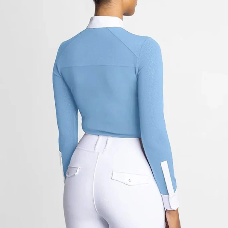 Zipper Equestrian Women's Long Sleeve Sports Top For Horse Riding