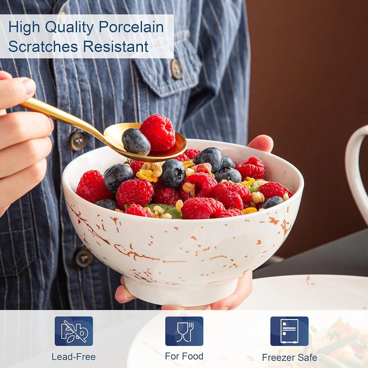 LIEI Porcelain Dinnerware Set 16 Piece Plates Bowls Mugs