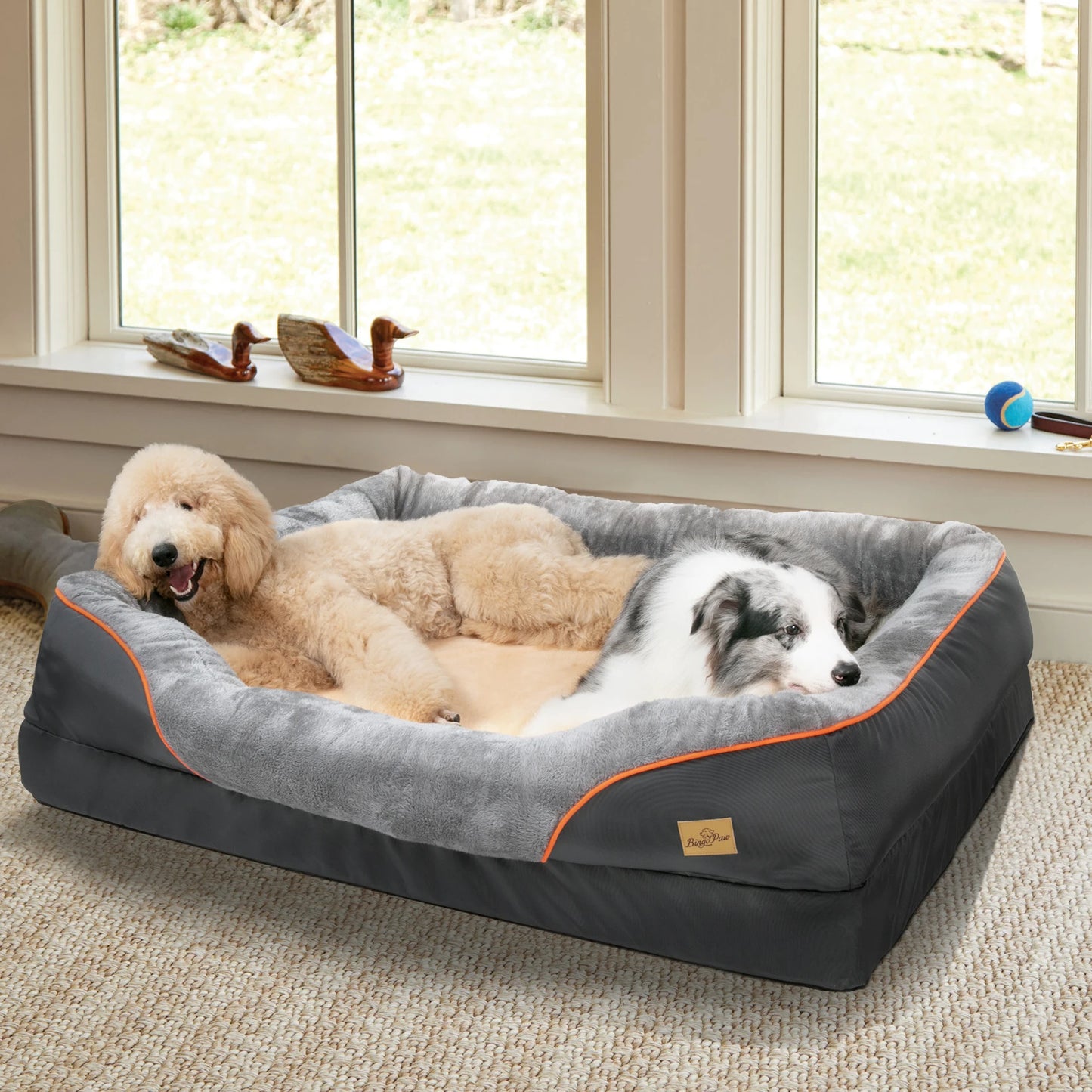 BINGOPAWCN Dog Bed With Removable Washable Cover And Warm Fleece