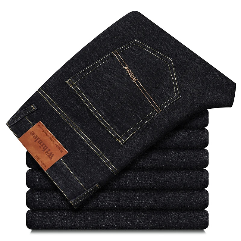Men's Casual Straight Fit Stretch Denim Jeans For Everyday Work