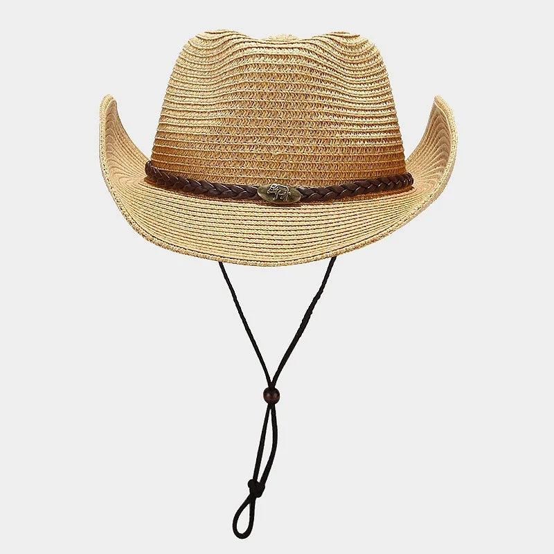 Unisex Wide Brim Sun Hat Adjustable Breathable Straw Cap