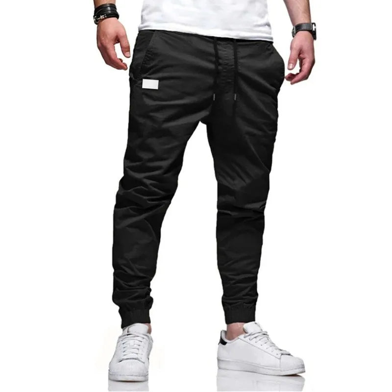 Men Slim Fit Jogger Cargo Pants Knit Herringbone With Pockets
