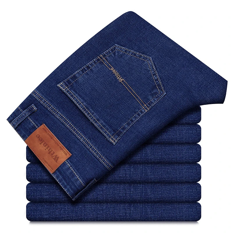 Men's Casual Straight Fit Stretch Denim Jeans For Everyday Work