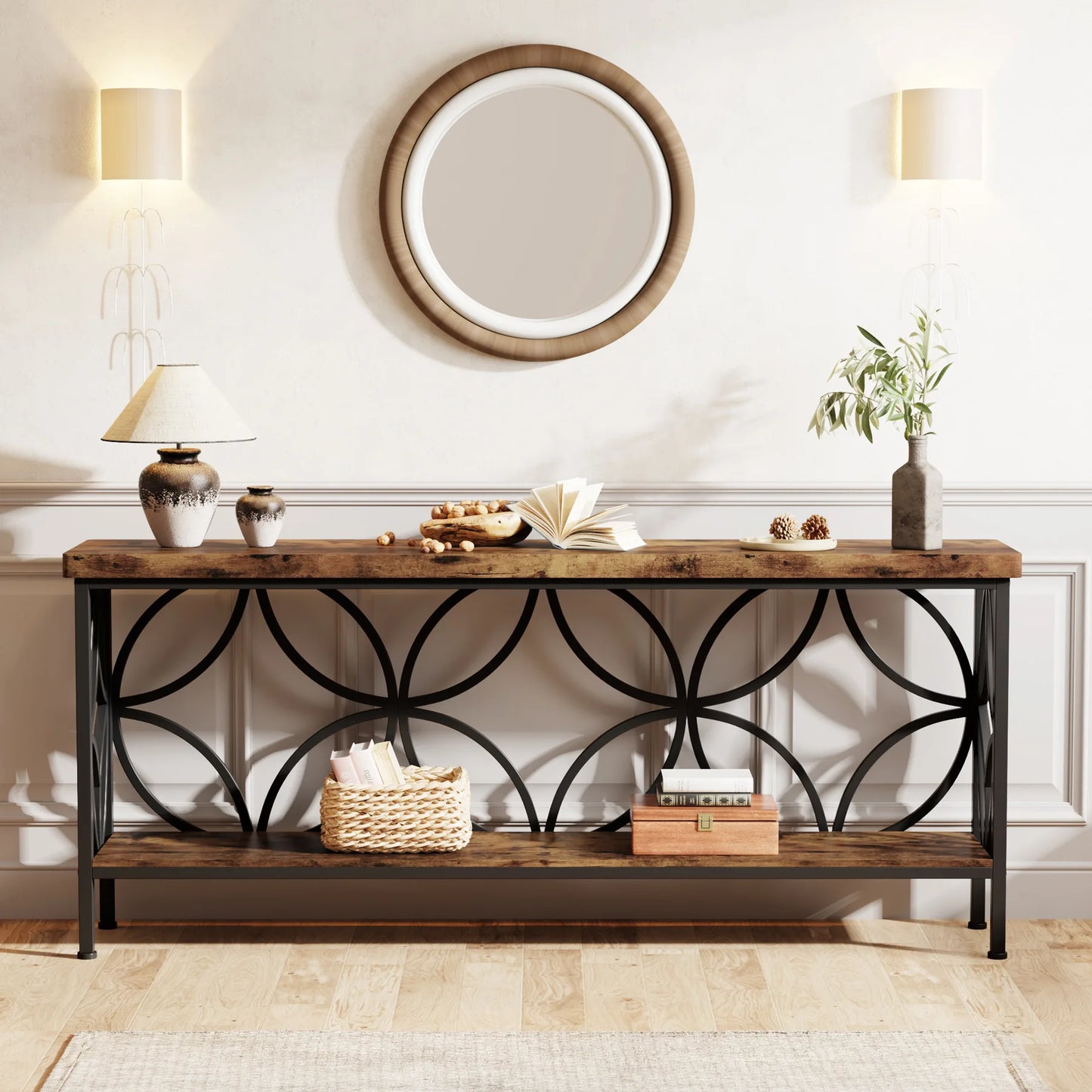 XMSJ Luxury American Console Table Vintage Style Hallway Sofa Table
