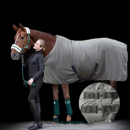 Horse Rug Fleece Cooler Blanket Warmth Polar Flannel With Adjustable Straps
