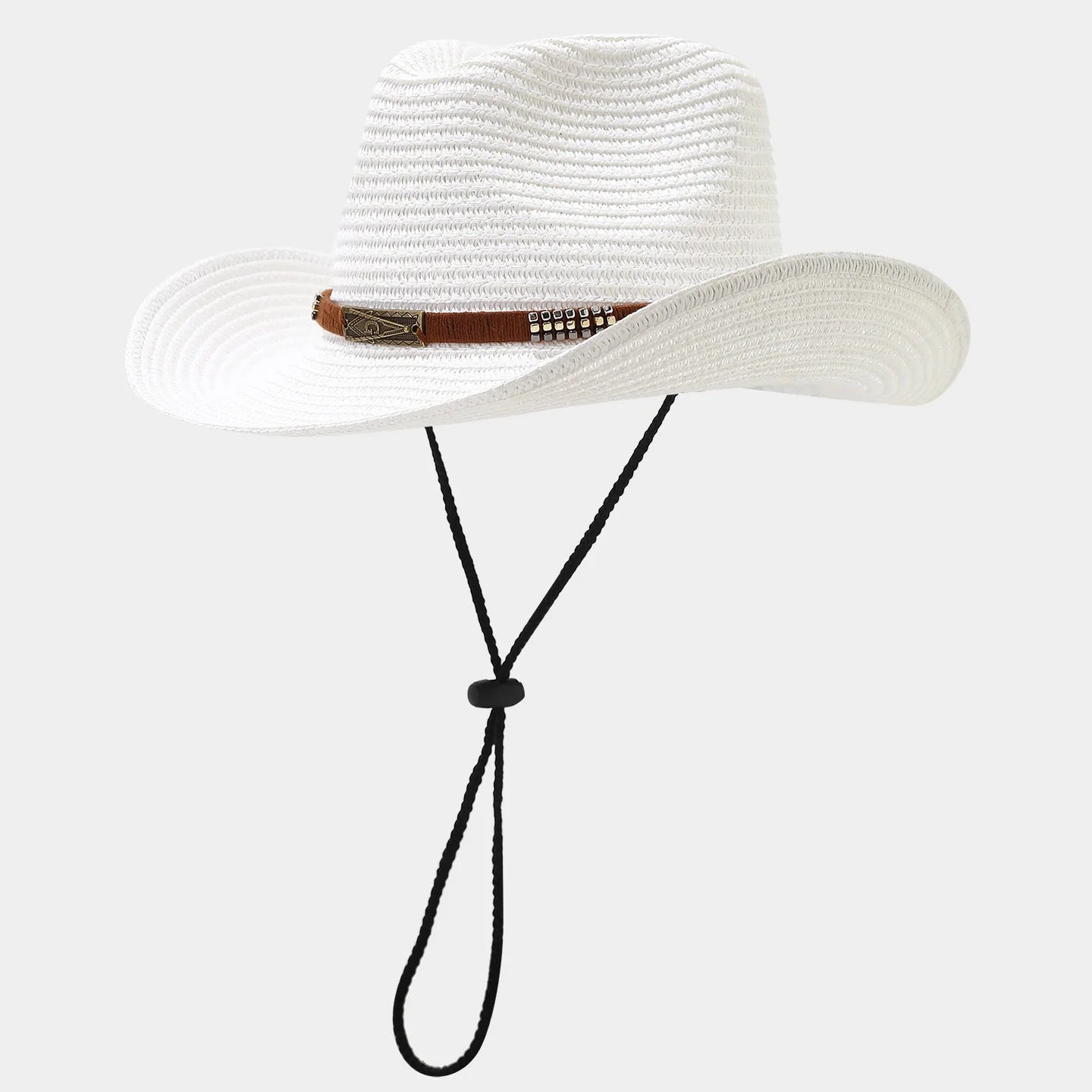 Outdoor Straw Cowboy Hat for Unisex Sun Protection Windproof Adjustable Strap