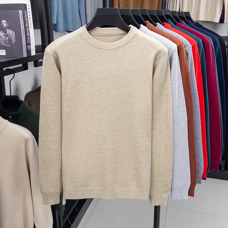 Men's Casual Knit Sweater Round Neck Diamond Pattern