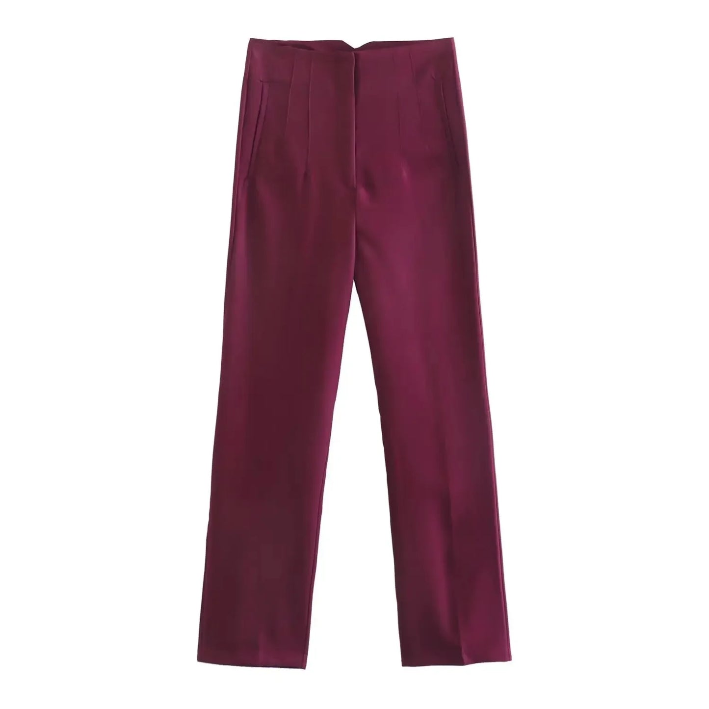Others High Waist Casual Pants For Women Slim Fit Polyester