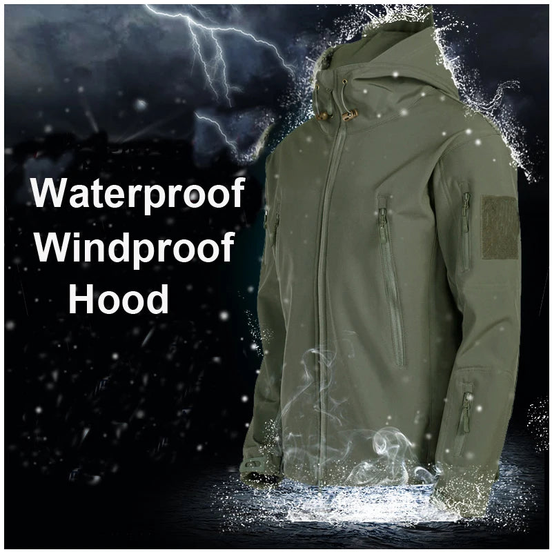 Mazerout Men Tactical Softshell Waterproof Fleece Jacket